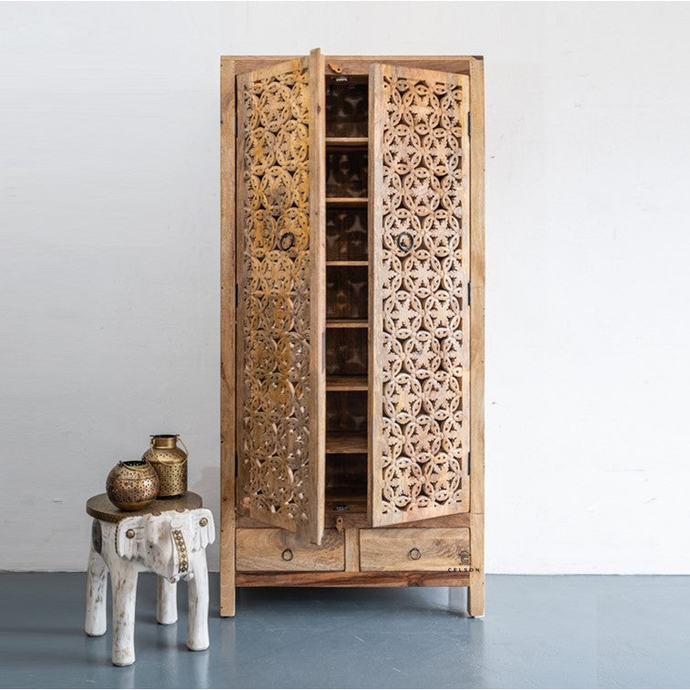 Erica Hand Carved Wooden Shoe Cabinet