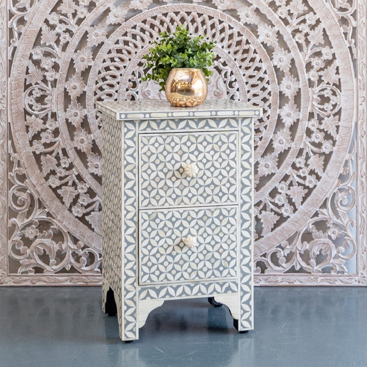 Lisslie Bone inlay Bed Side