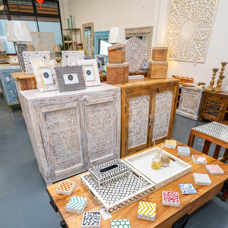 Alma Carved Wooden Cabinet