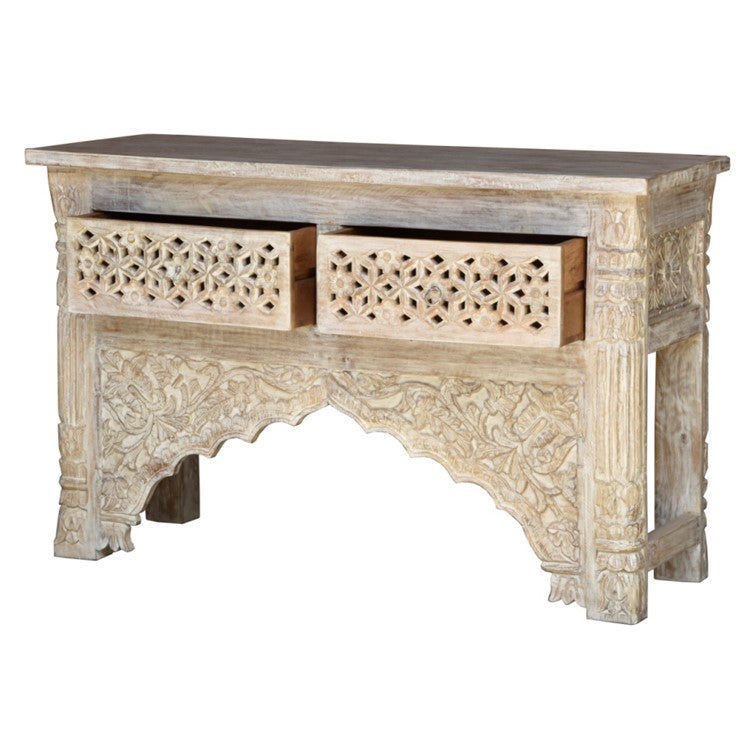 Peter Hand Carved Wooden Console Table