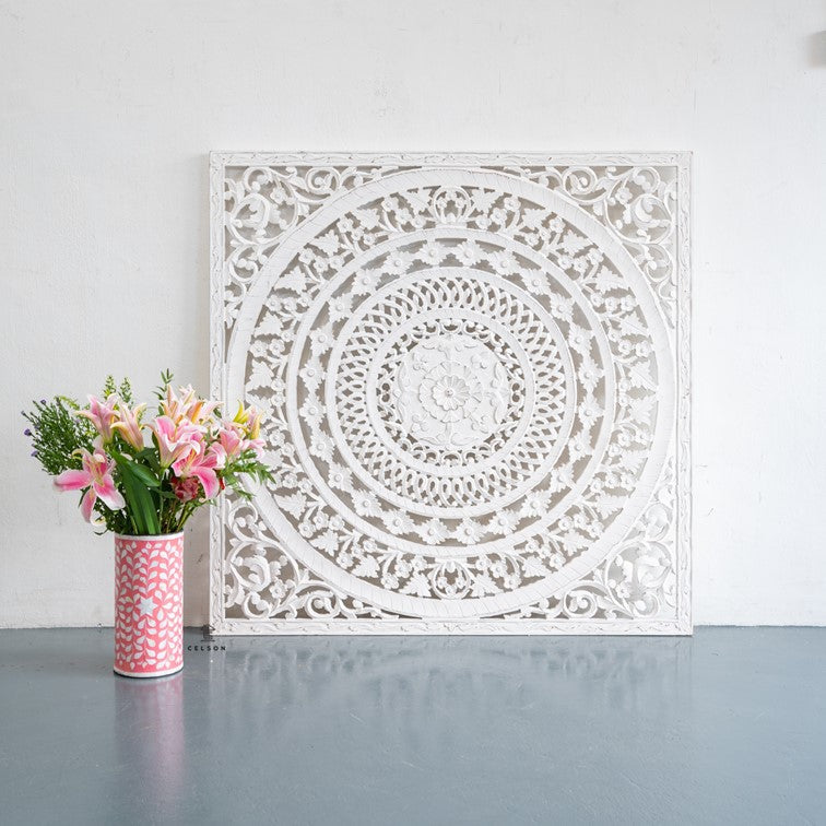 Liza Carved Wall Panel White