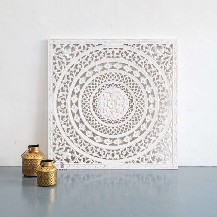 Liza Carved Wall Panel White