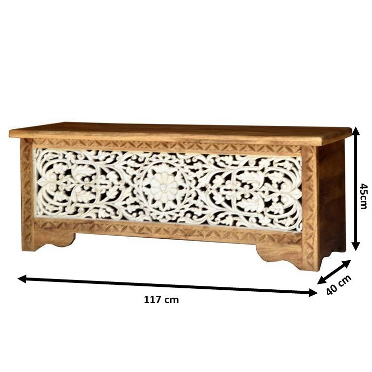 Eltona Carved Wooden Storage Trunk