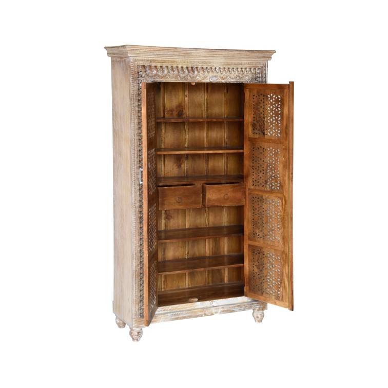 Hiltz Hand Carved Wooden Shoe Cabinet