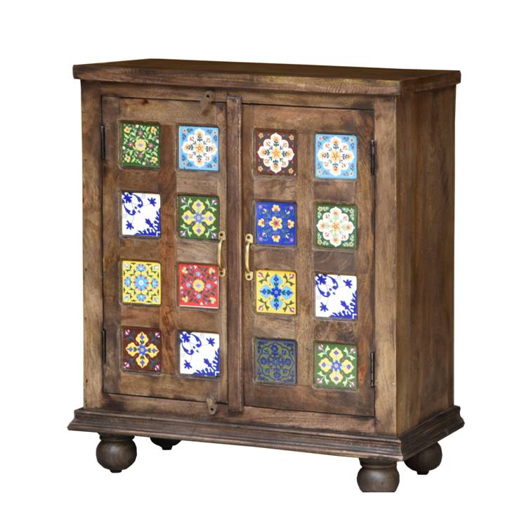 Rae Hand Carved Tiles Shoe Cabinet