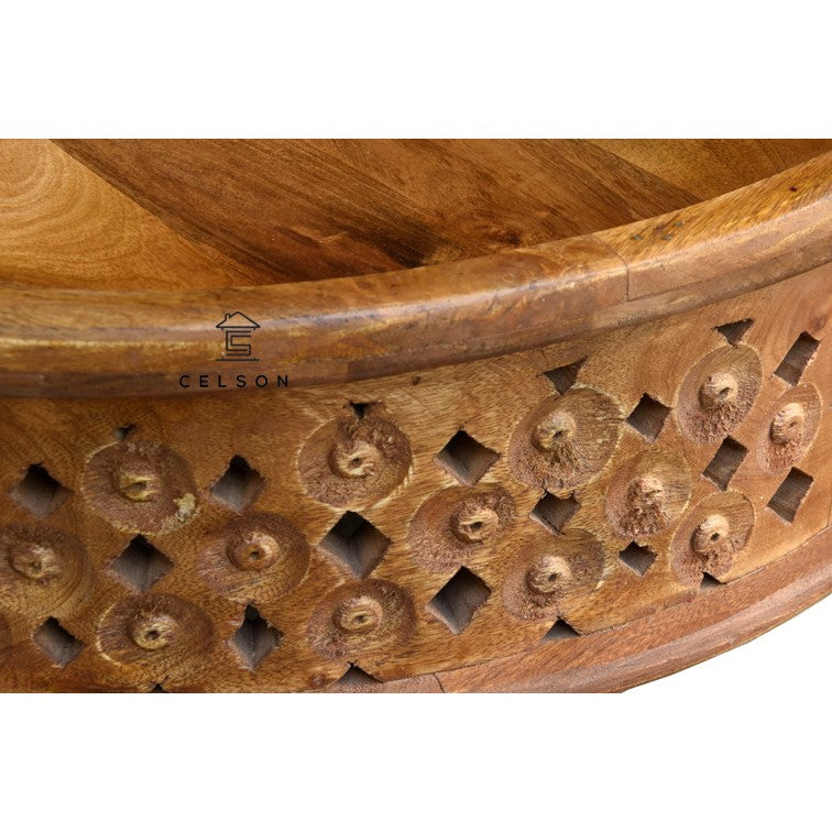 Andrea Carved Wooden Coffee Table