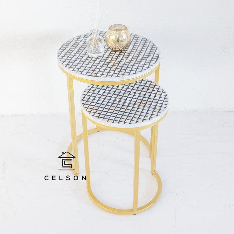 Jaya Mother of Pearl Inlay Nesting Table Set