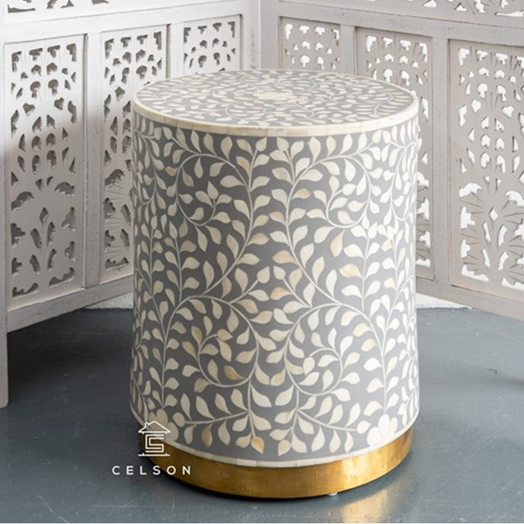 Amor Bone Inlay Round Stool