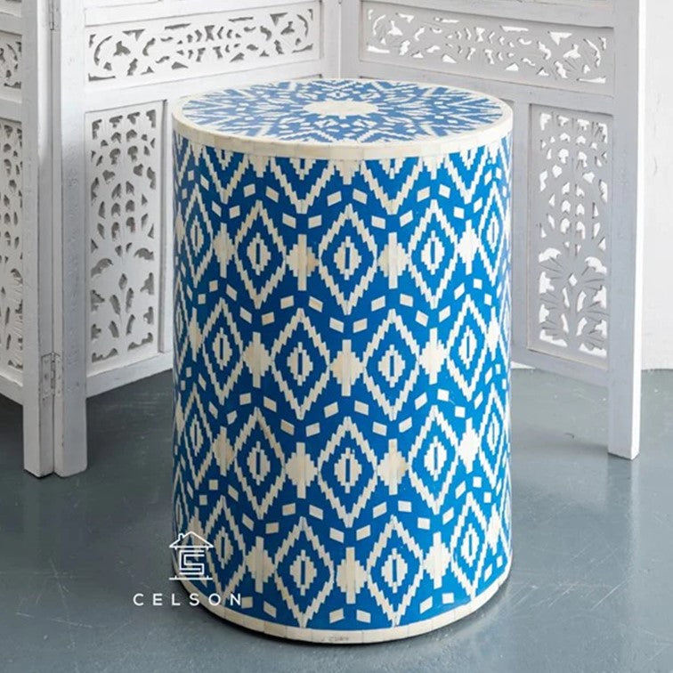 Bliss Bone Inlay Round Stool
