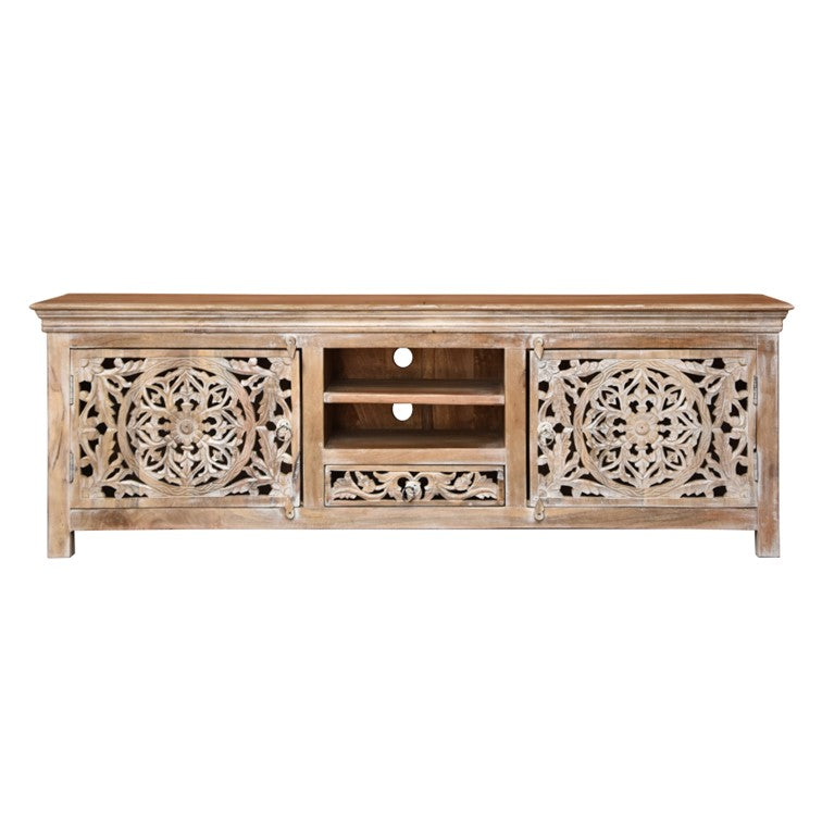 Megha Hand Carved Wooden TV Cabinet