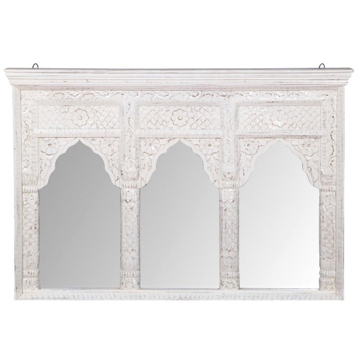 Mahee Hand Carved Wooden Arch Mirror