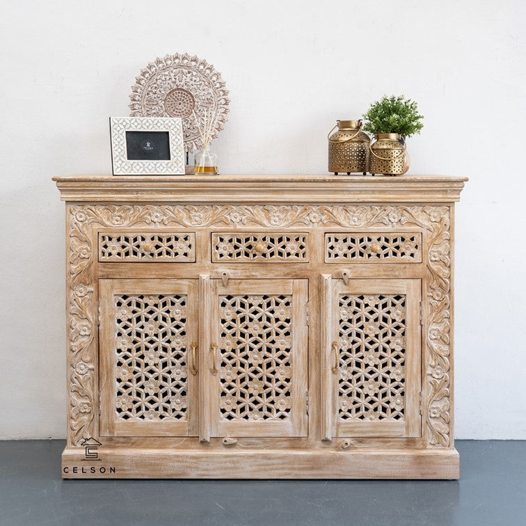Enzzo Hand Carved Wooden Sideboard
