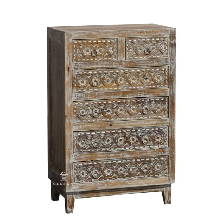 Noreen Carved Wooden Chest of Drawer