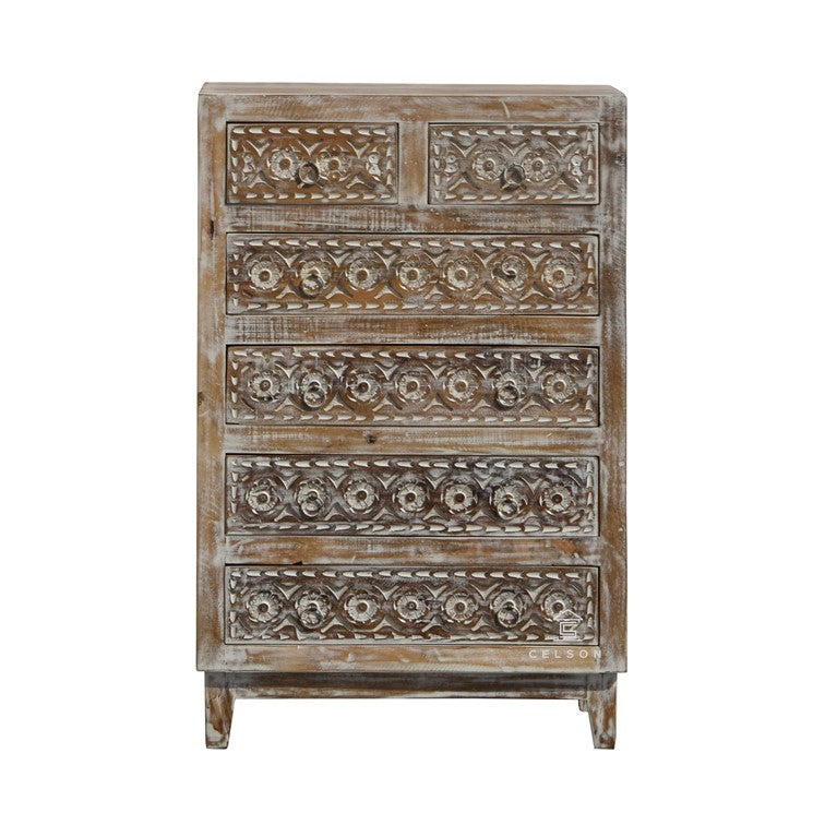 Noreen Carved Wooden Chest of Drawer