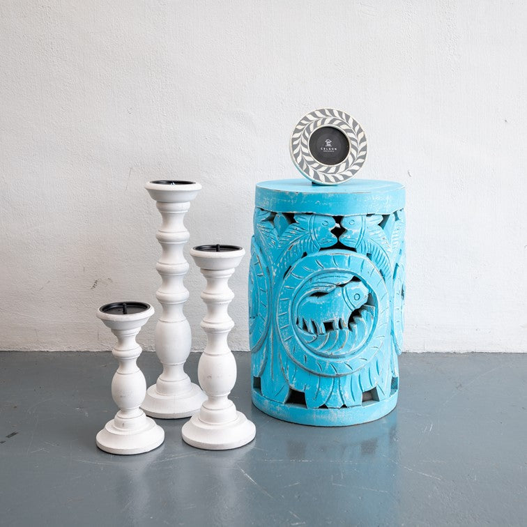 Palmer Hand Carved Wooden Stool