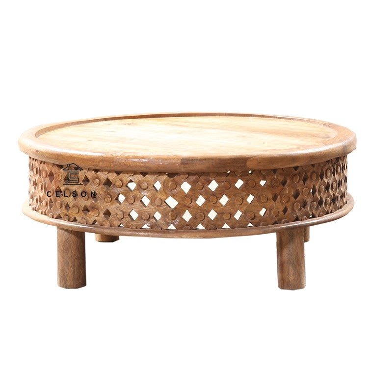 Andrea Carved Wooden Coffee Table