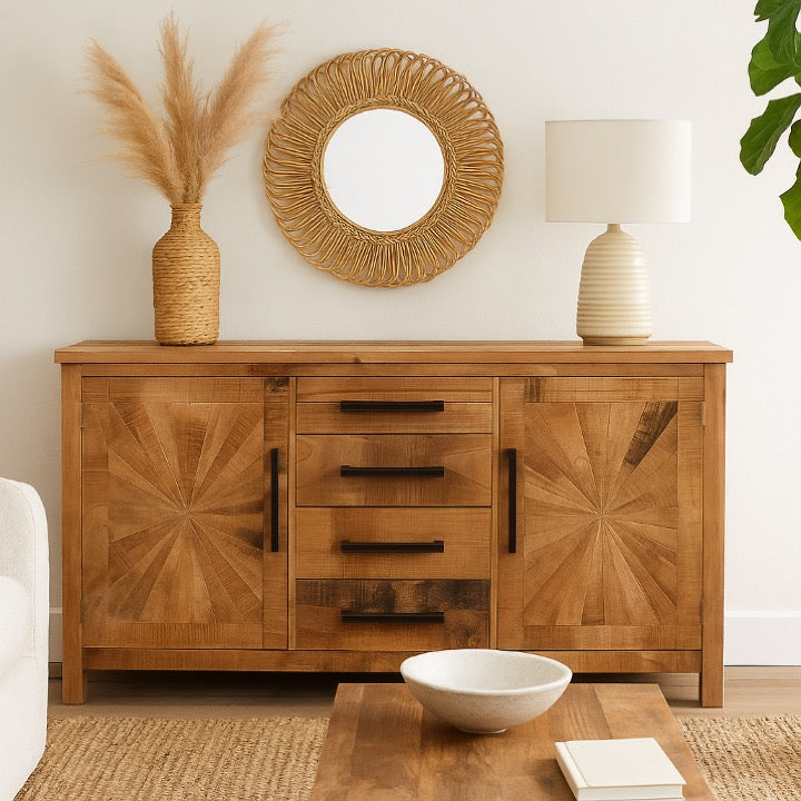 Aakash Hand Carved Wooden Side Board