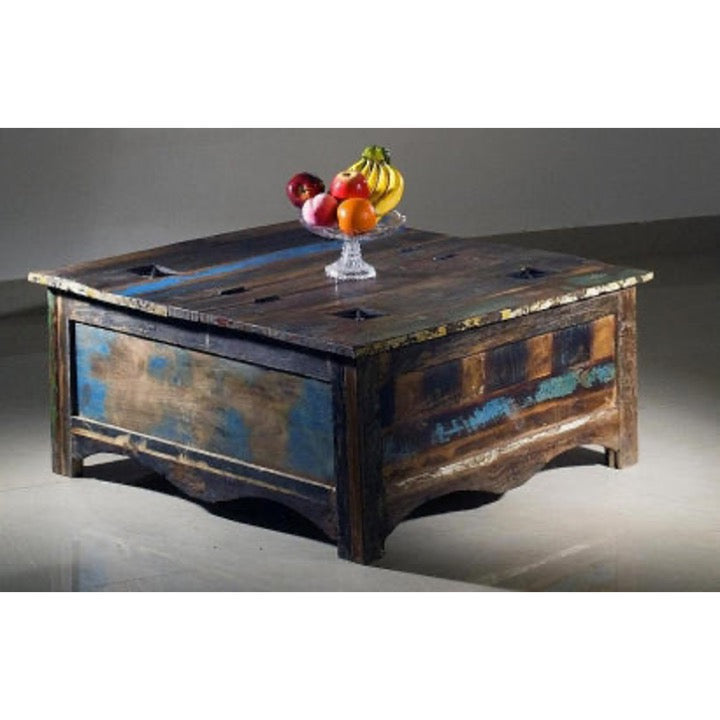 Matt Carved Wooden Coffee Table