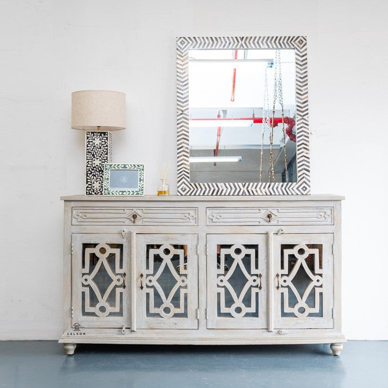 Linda Hand Carved Sideboard with Mirror on Door