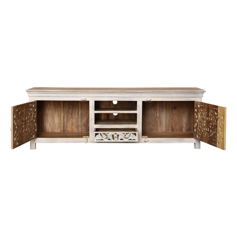Megha Hand Carved Wooden TV Cabinet