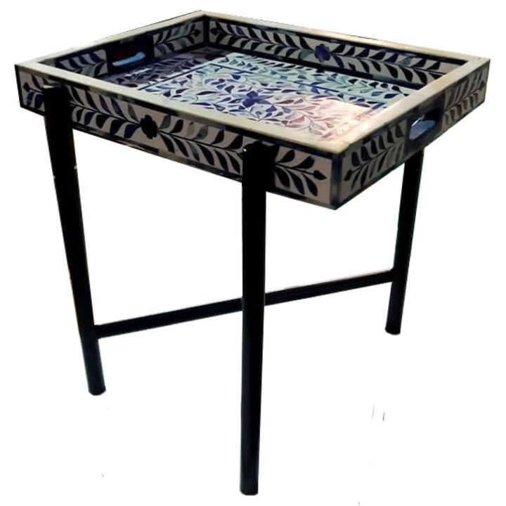 Baginski Bone Inlay Floral Pattern Tray