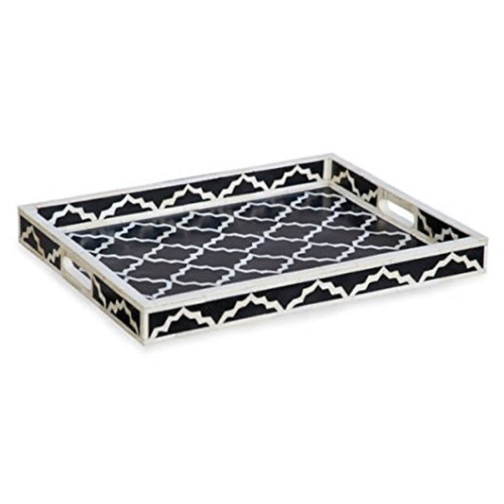 Navya Bone Inlay Tray with Moroccan Pattern