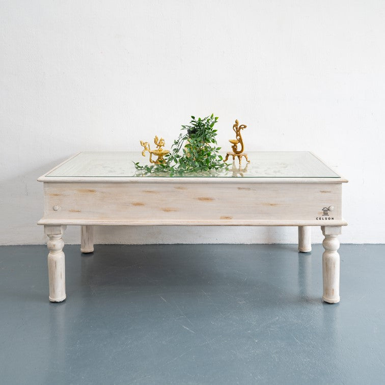 Ecbert Wooden Carved Coffee Table