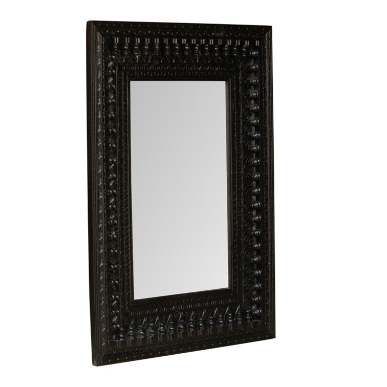 Daksha Hand Carved Wooden Mirror