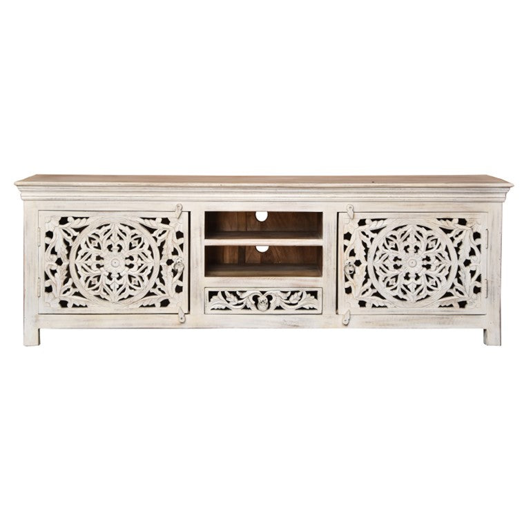 Megha Hand Carved Wooden TV Cabinet