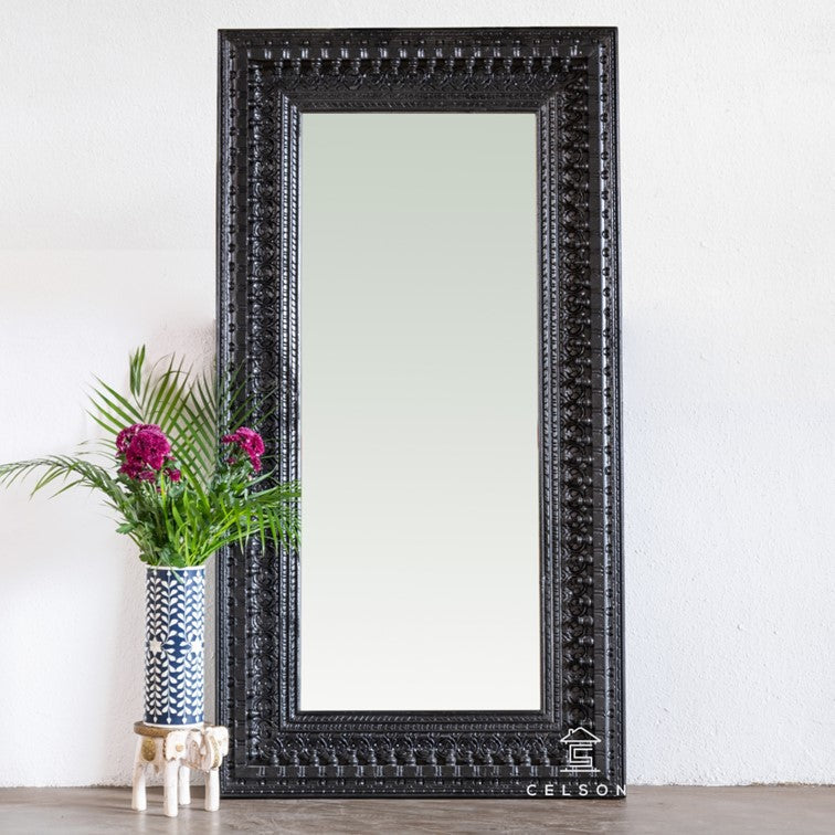 Daksha Hand Carved Wooden Mirror