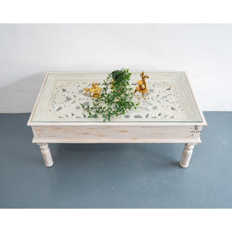 Ecbert Wooden Carved Coffee Table