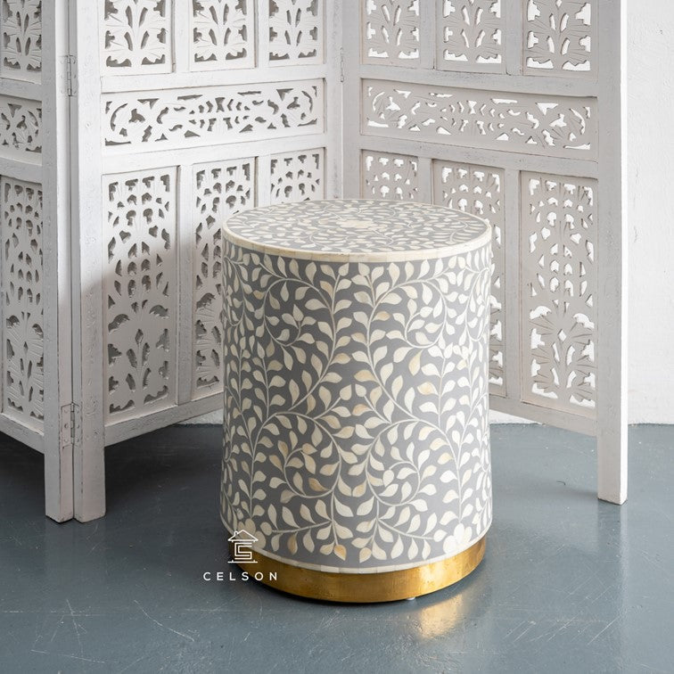 Amor Bone Inlay Round Stool