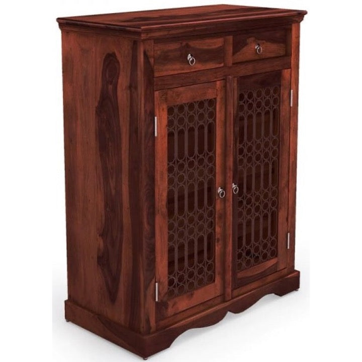 Shea Hand Carved Wooden Shoe Cabinet