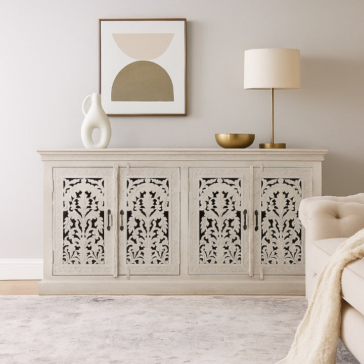 Lisa Hand Carved Wooden Sideboard