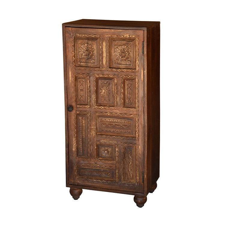 Lena Hand Carved Wooden Shoe Cabinet