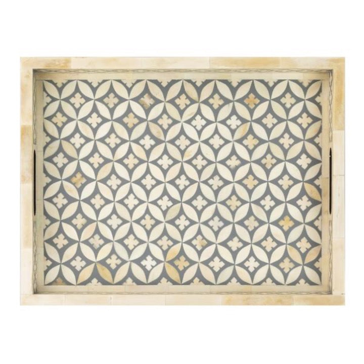 Leon Bone Inlay Tray with Geometrical Pattern