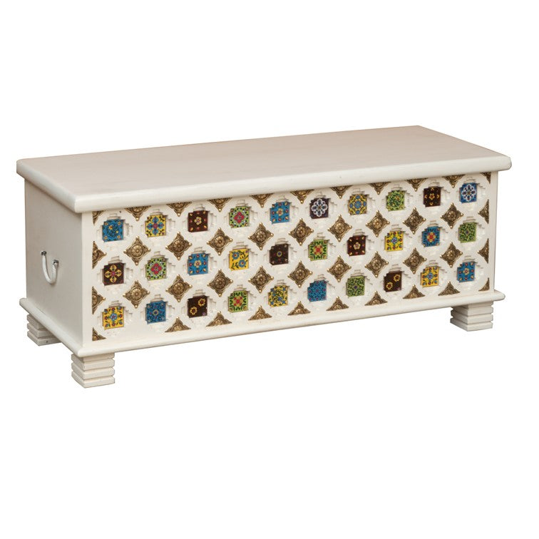 Willy Carved Tile Storage Trunk