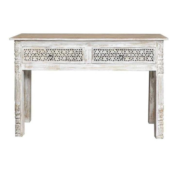 Sitta Hand Carved Wood Console Table
