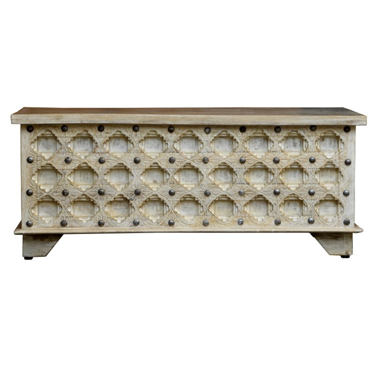 Bella Wooden Carved Storage Trunk