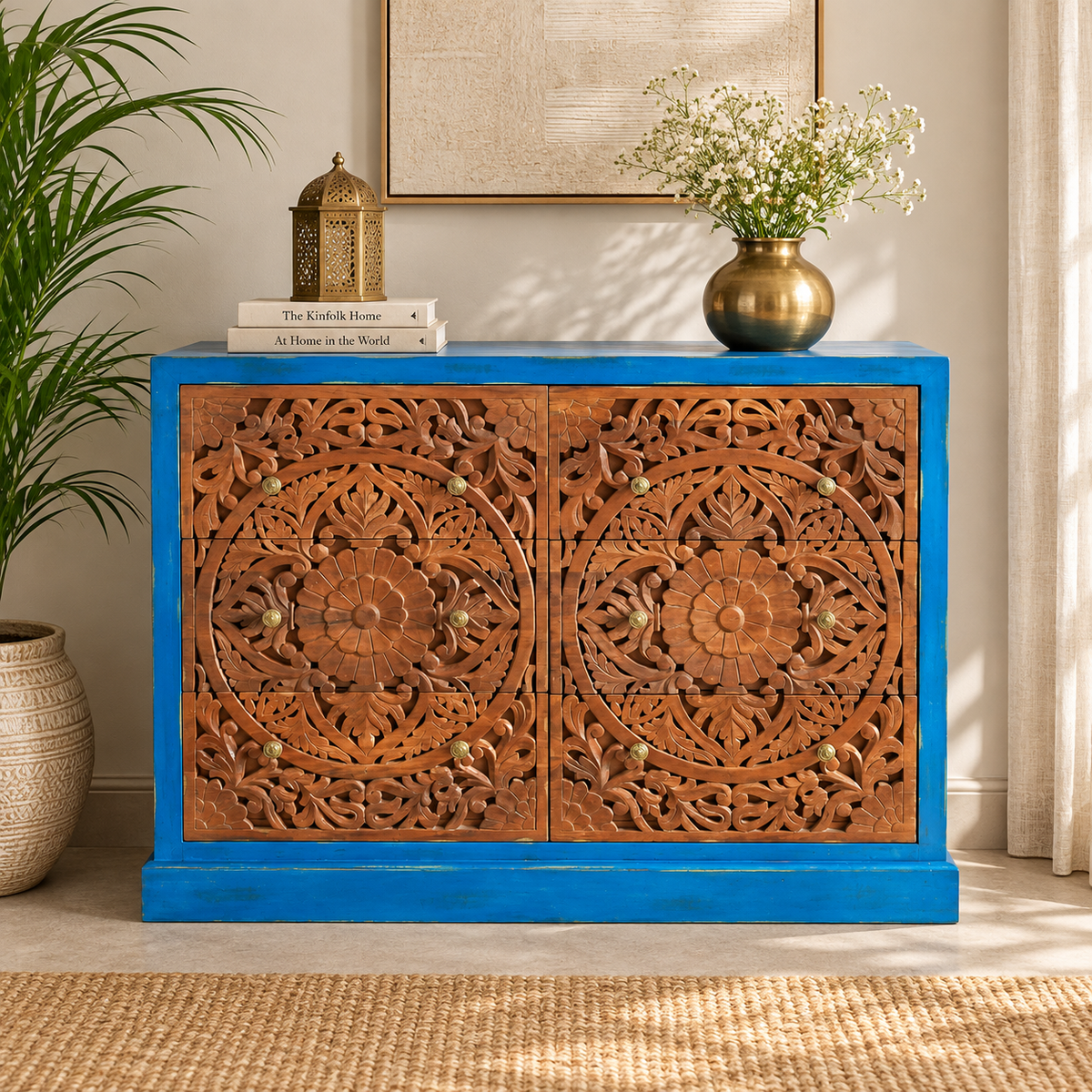 Jovan Hand Carved Indian Wood Dresser