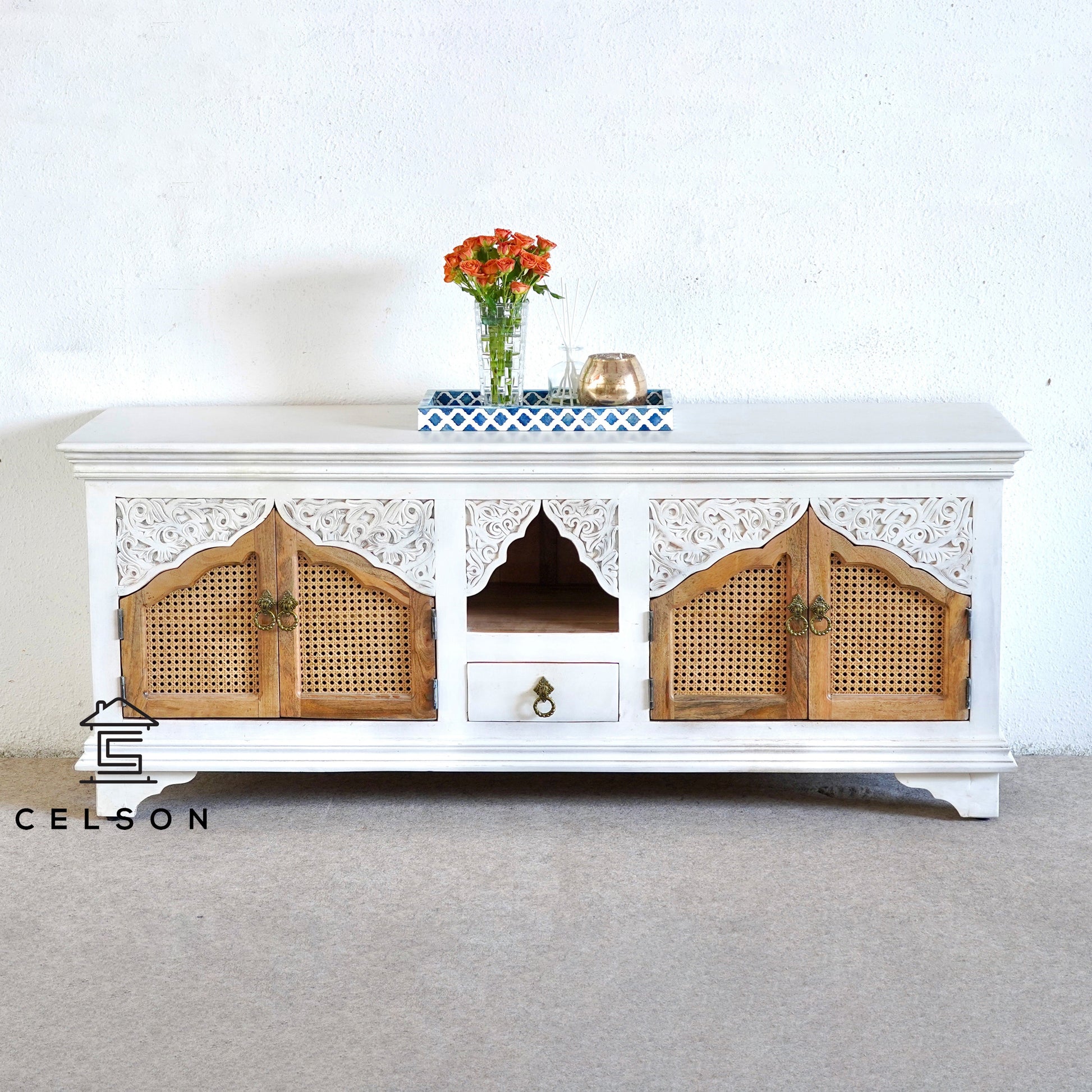 Isabelle Carved Wooden TV Cabinet