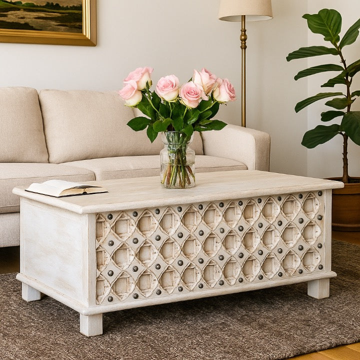 Kavi Carved Storage Trunk