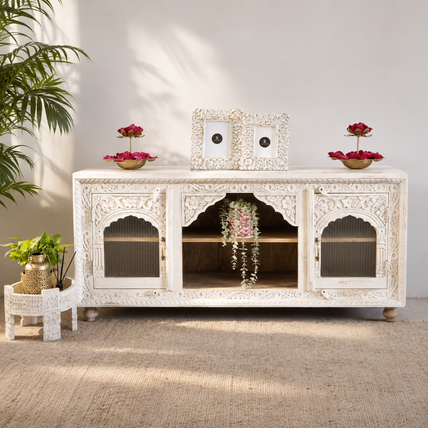 Eddie Carved Wooden TV Cabinet