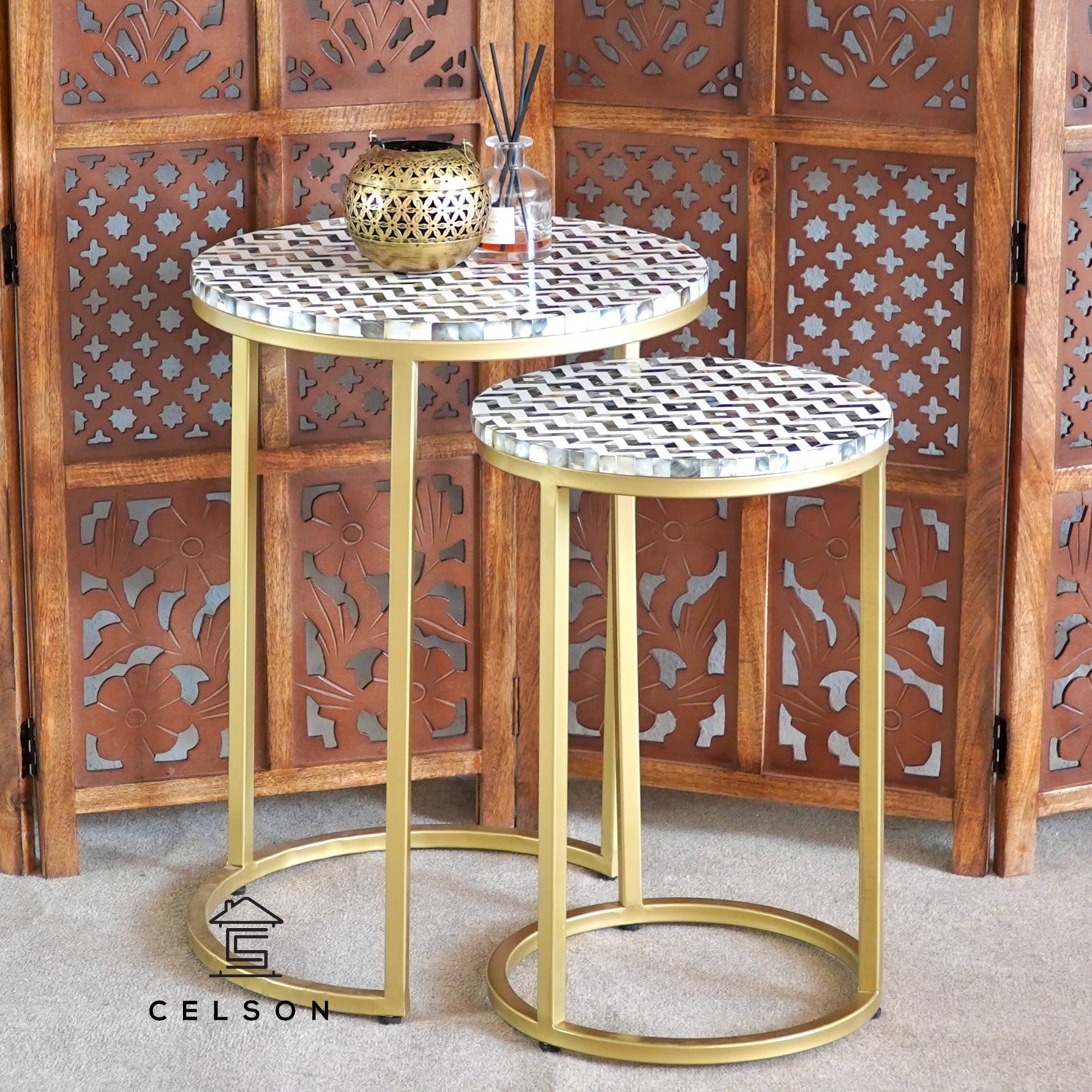 Zane Mother of Pearl Inlay Nesting Tables
