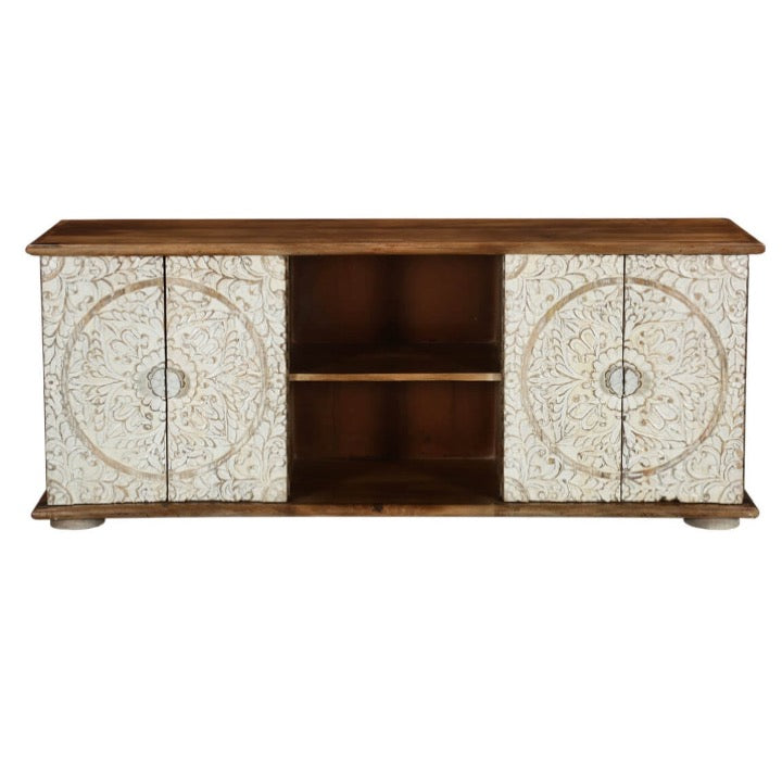 Simmon Hand Carved Wooden TV Cabinet
