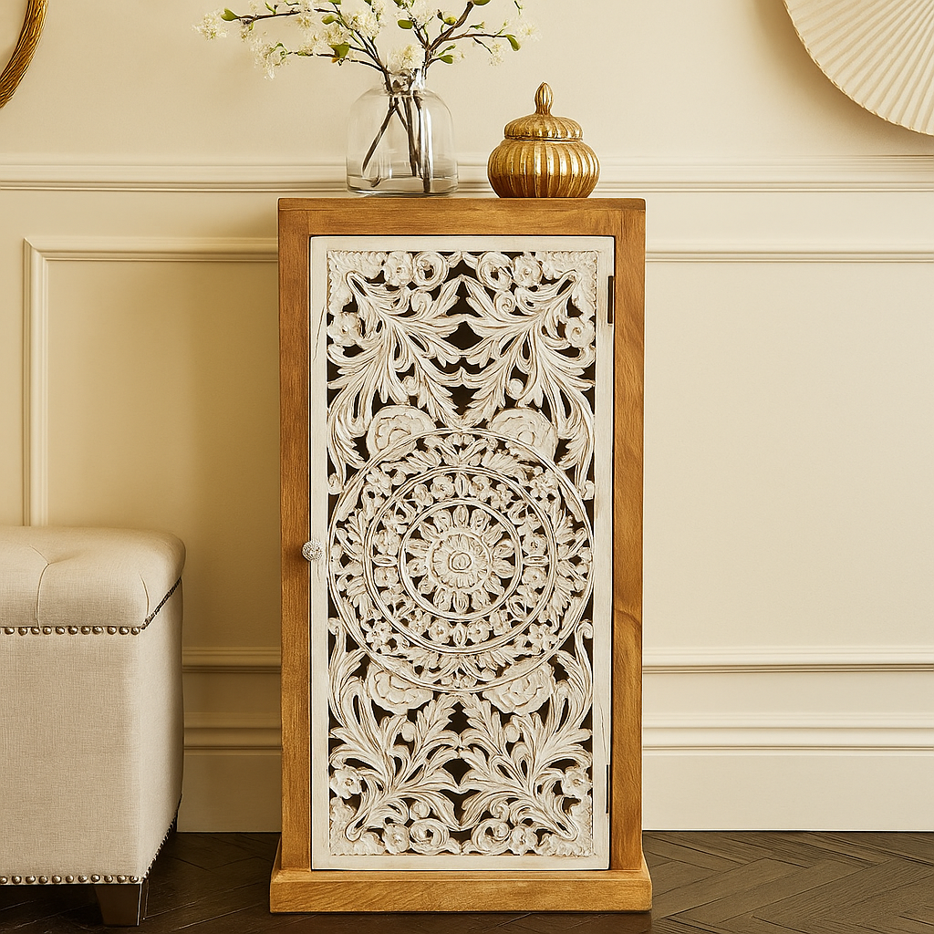 Sam Hand Carved Wooden Shoe Cabinet