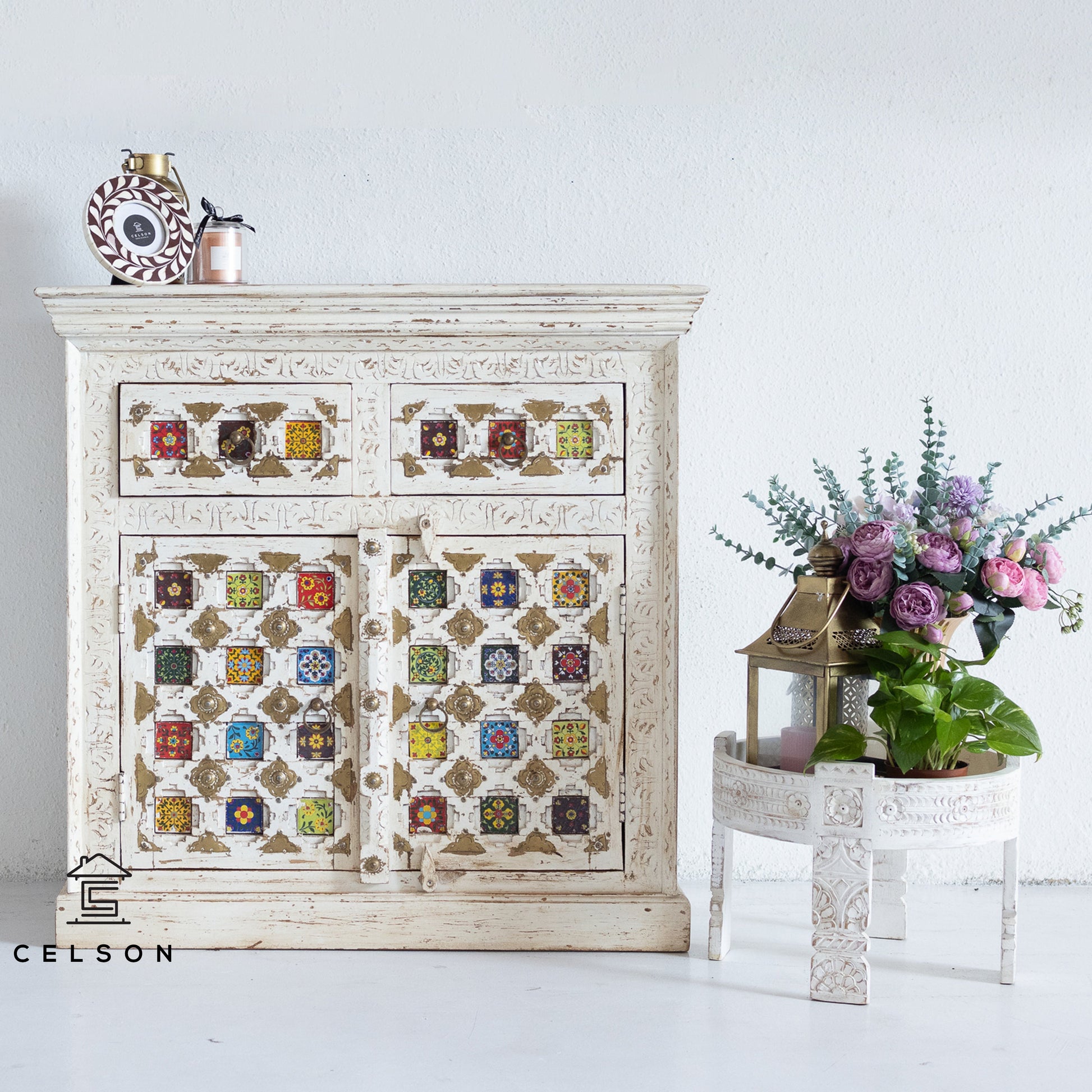Frey Carved Wooden Cabinet
