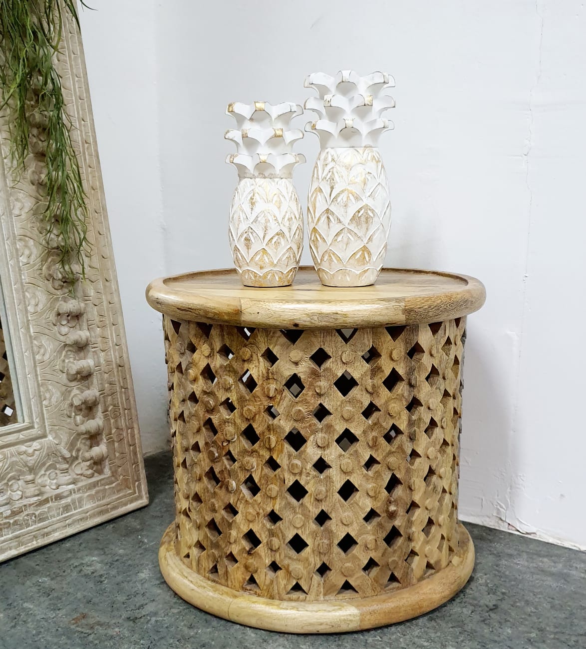 Lena Wooden Hand Carved Table