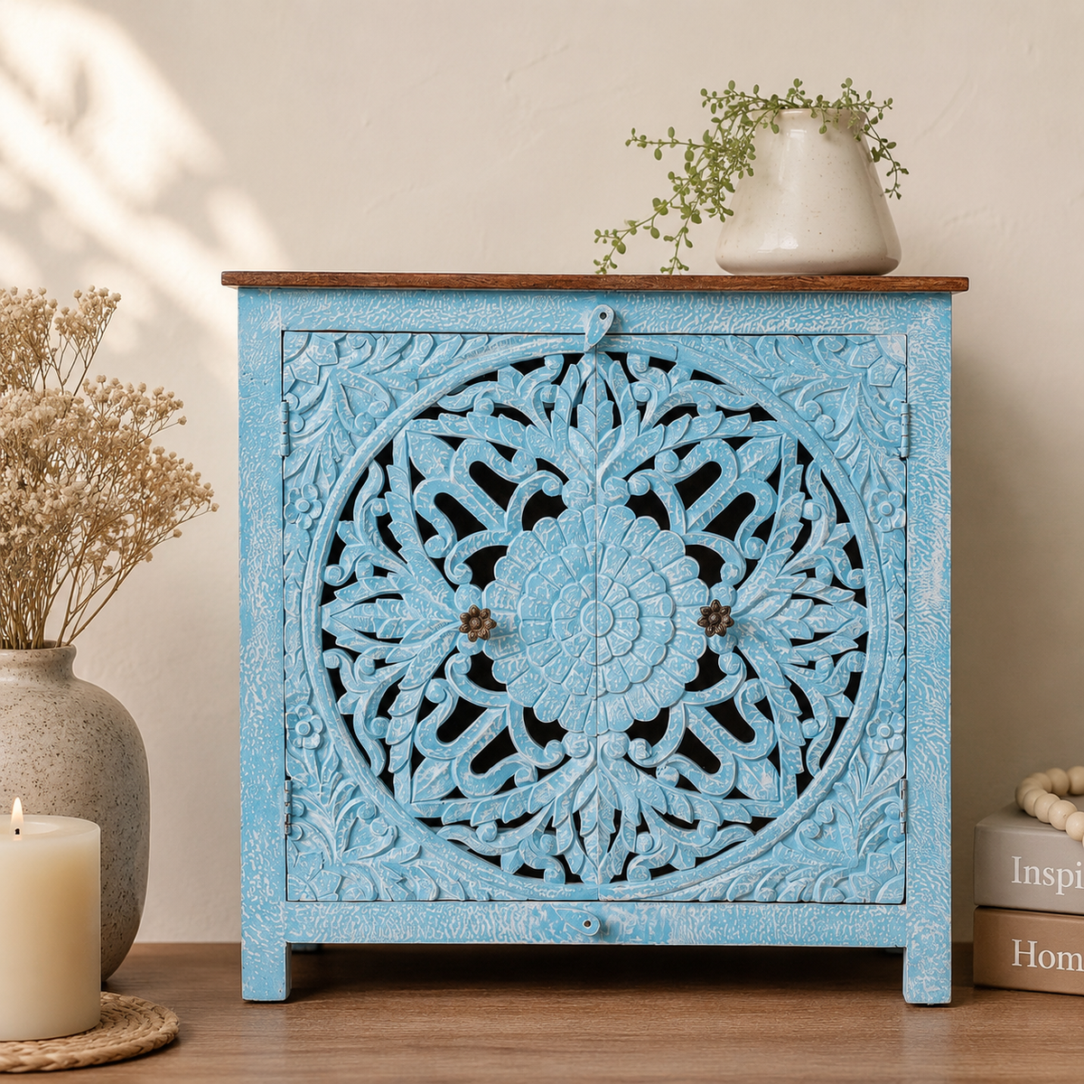 Boarg Carved Wooden Cabinet