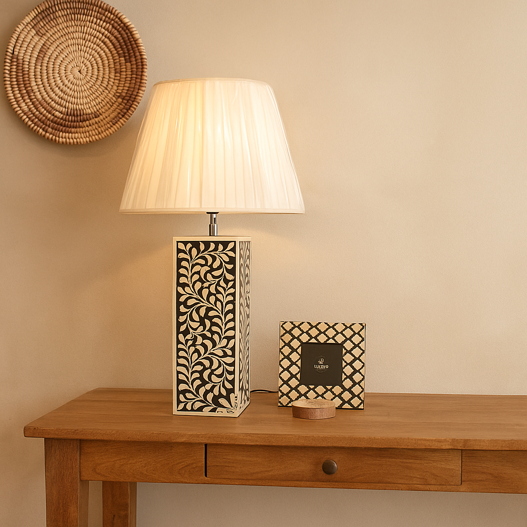 Sabha Bone Inlay lamp with Shade